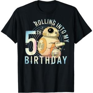 imageStar Wars BB8 ampamp DO Rolling Into My 5th Birthday TShirtBlack