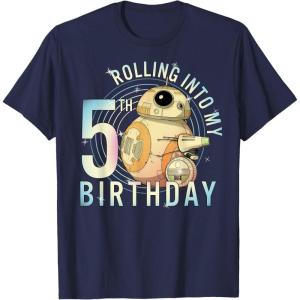 imageStar Wars BB8 ampamp DO Rolling Into My 5th Birthday TShirtNavy Blue