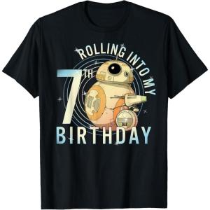 imageStar Wars BB8 ampamp DO Rolling Into My 7th Birthday TShirtBlack