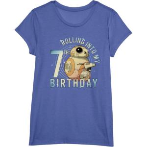 imageStar Wars BB8 ampamp DO Rolling Into My 7th Birthday TShirtBright Blue Heather