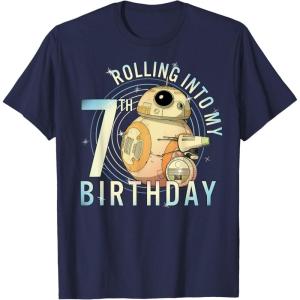 imageStar Wars BB8 ampamp DO Rolling Into My 7th Birthday TShirtNavy Blue