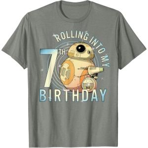 imageStar Wars BB8 ampamp DO Rolling Into My 7th Birthday TShirtOlive Heather