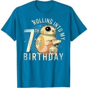 imageStar Wars BB8 ampamp DO Rolling Into My 7th Birthday TShirtSapphire Blue