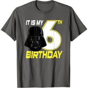 imageStar Wars Darth Vader 6th Birthday TShirt TShirtAsphalt Grey