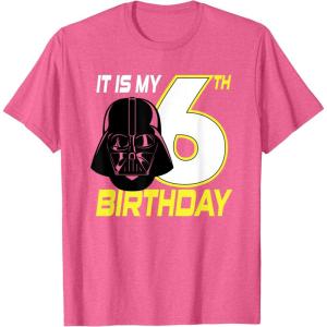 imageStar Wars Darth Vader 6th Birthday TShirt TShirtPink Heather