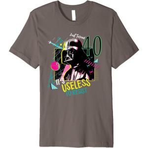 imageStar Wars Darth Vader Its Useless to Resist 40th Birthday Premium TShirtAsphalt Grey