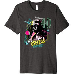 imageStar Wars Darth Vader Its Useless to Resist 40th Birthday Premium TShirtDark Heather Grey