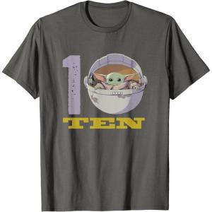 imageStar Wars The Mandalorian The Child Kids 10th Birthday TShirtAsphalt Grey
