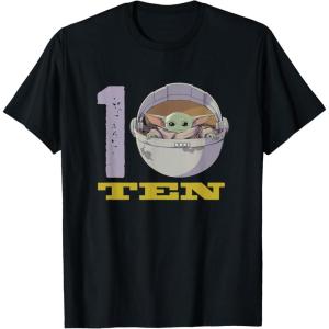 imageStar Wars The Mandalorian The Child Kids 10th Birthday TShirtBlack