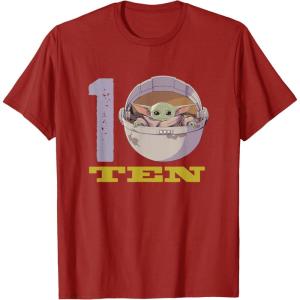 imageStar Wars The Mandalorian The Child Kids 10th Birthday TShirtCranberry Red