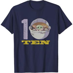 imageStar Wars The Mandalorian The Child Kids 10th Birthday TShirtNavy Blue