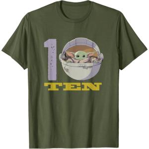 imageStar Wars The Mandalorian The Child Kids 10th Birthday TShirtOlive Green