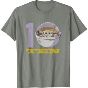 imageStar Wars The Mandalorian The Child Kids 10th Birthday TShirtOlive Heather