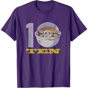 imageStar Wars The Mandalorian The Child Kids 10th Birthday TShirtPurple