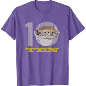 imageStar Wars The Mandalorian The Child Kids 10th Birthday TShirtPurple Heather