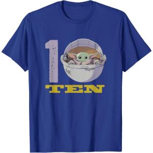 imageStar Wars The Mandalorian The Child Kids 10th Birthday TShirtRoyal Blue