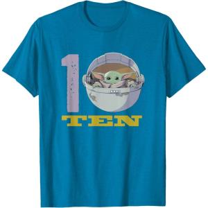 imageStar Wars The Mandalorian The Child Kids 10th Birthday TShirtSapphire Blue