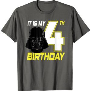 imageStar Wars Darth Vader 4th Birthday TShirt TShirtAsphalt Grey