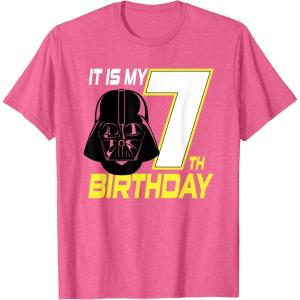 imageStar Wars Darth Vader 7th Birthday TShirt TShirtPink Heather