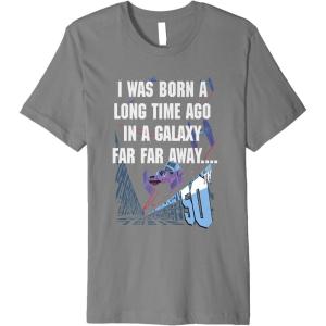 imageStar Wars I Was Born A Long Time Ago 50th Birthday Disney Premium TShirtSlate Grey