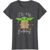 imageStar Wars The Mandalorian The Child Its My Birthday TShirtDark Heather Grey