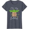 imageStar Wars The Mandalorian The Child Its My Birthday TShirtHeather Blue