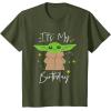 imageStar Wars The Mandalorian The Child Its My Birthday TShirtOlive Green