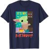 imageStar Wars The Mandalorian The Child Funny Its My Birthday TShirtNavy Blue