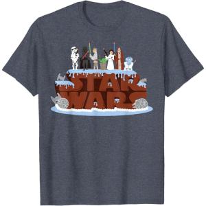imageStar Wars Character Birthday Cake TShirtHeather Blue
