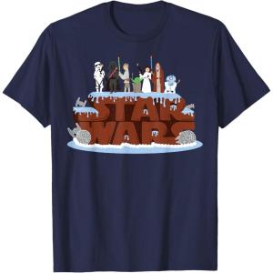 imageStar Wars Character Birthday Cake TShirtNavy Blue