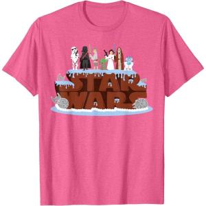 imageStar Wars Character Birthday Cake TShirtPink Heather