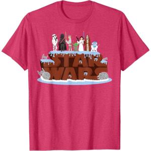 imageStar Wars Character Birthday Cake TShirtRed Heather