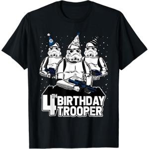imageStar Wars Stormtrooper Party Hats Trio 4th Birthday Trooper TShirtBlack