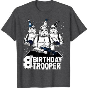 imageStar Wars Stormtrooper Party Hats Trio 8th Birthday Trooper TShirtDark Heather Grey