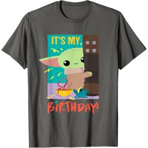 imageStar Wars The Mandalorian The Child Funny Its My Birthday TShirtAsphalt Grey