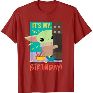 imageStar Wars The Mandalorian The Child Funny Its My Birthday TShirtCranberry Red
