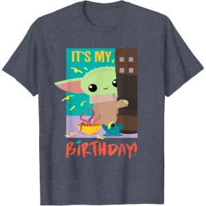 imageStar Wars The Mandalorian The Child Funny Its My Birthday TShirtHeather Blue