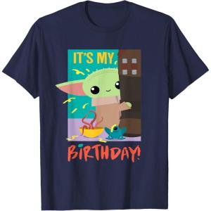 imageStar Wars The Mandalorian The Child Funny Its My Birthday TShirtNavy Blue