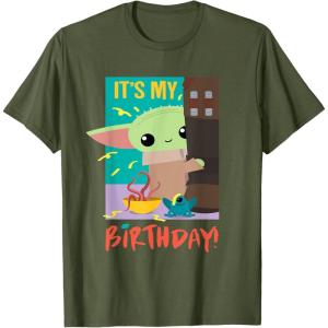 imageStar Wars The Mandalorian The Child Funny Its My Birthday TShirtOlive Green