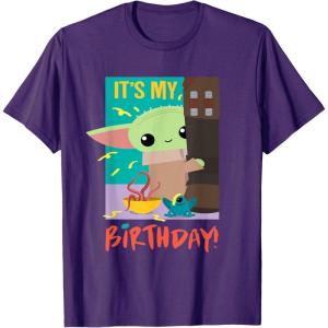 imageStar Wars The Mandalorian The Child Funny Its My Birthday TShirtPurple