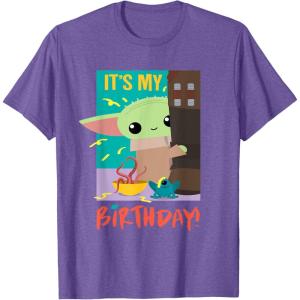 imageStar Wars The Mandalorian The Child Funny Its My Birthday TShirtPurple Heather