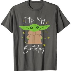 imageStar Wars The Mandalorian The Child Its My Birthday TShirtAsphalt Grey