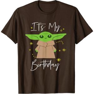 imageStar Wars The Mandalorian The Child Its My Birthday TShirtBrown