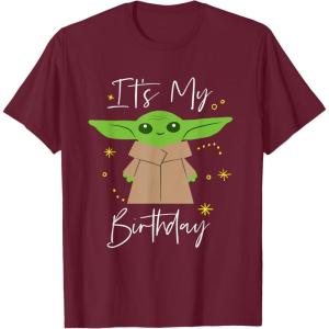 imageStar Wars The Mandalorian The Child Its My Birthday TShirtBurgundy