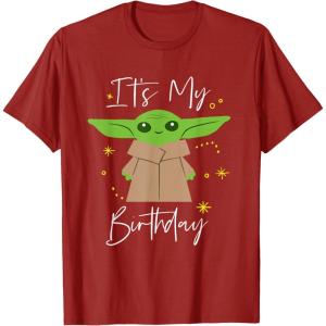 imageStar Wars The Mandalorian The Child Its My Birthday TShirtCranberry Red