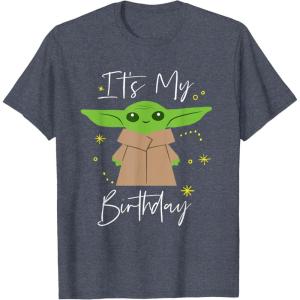 imageStar Wars The Mandalorian The Child Its My Birthday TShirtHeather Blue