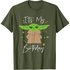 imageStar Wars The Mandalorian The Child Its My Birthday TShirtOlive Green