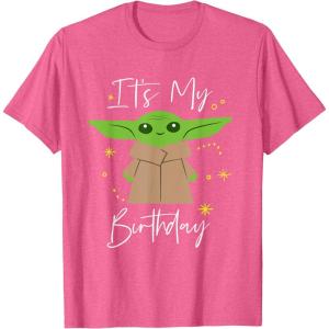 imageStar Wars The Mandalorian The Child Its My Birthday TShirtPink Heather