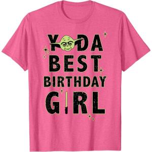 imageStar Wars Yoda Best Birthday Girl Rebel Logo TShirtPink Heather