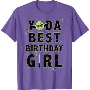 imageStar Wars Yoda Best Birthday Girl Rebel Logo TShirtPurple Heather